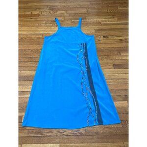 Koos Of Course Womens Tank Dress Plus sz 1X Blue Stretch Flowy Art to Wear Artsy